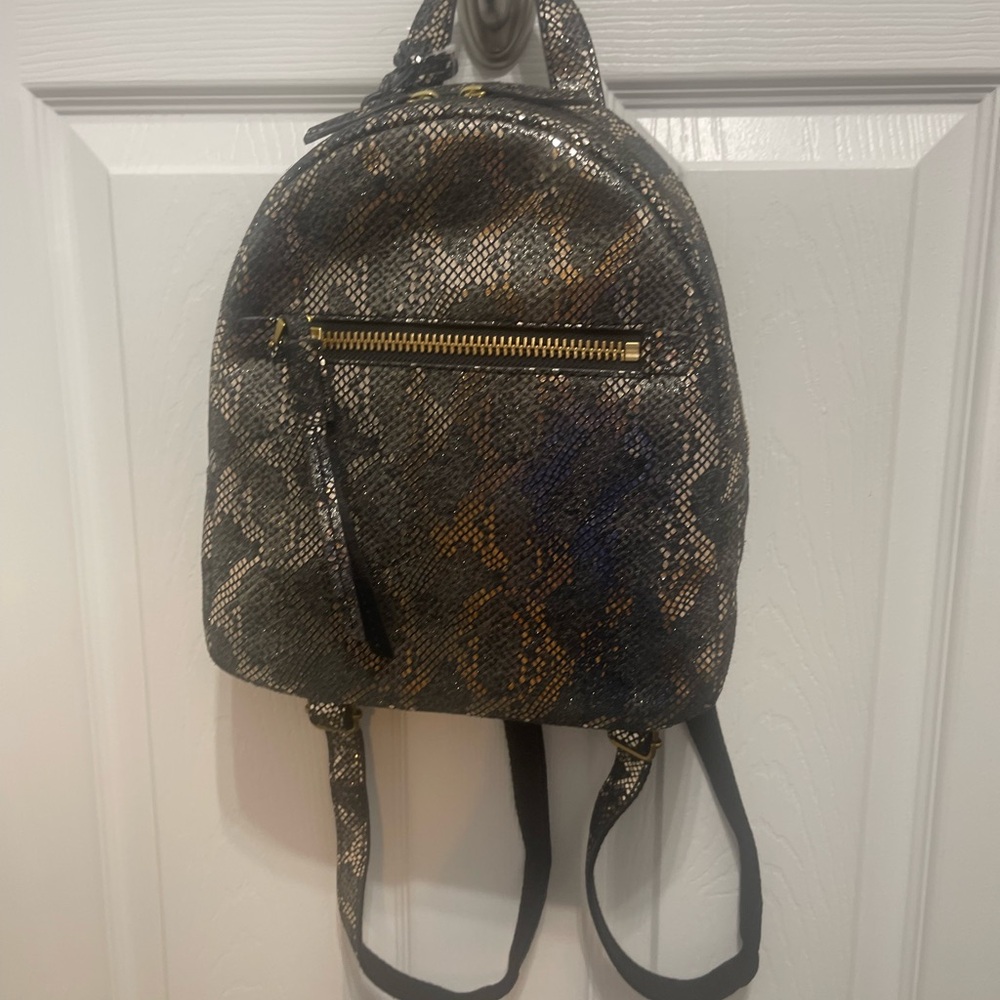 Fossil Black and Gold Patterned Backpack - Picture 2 of 13